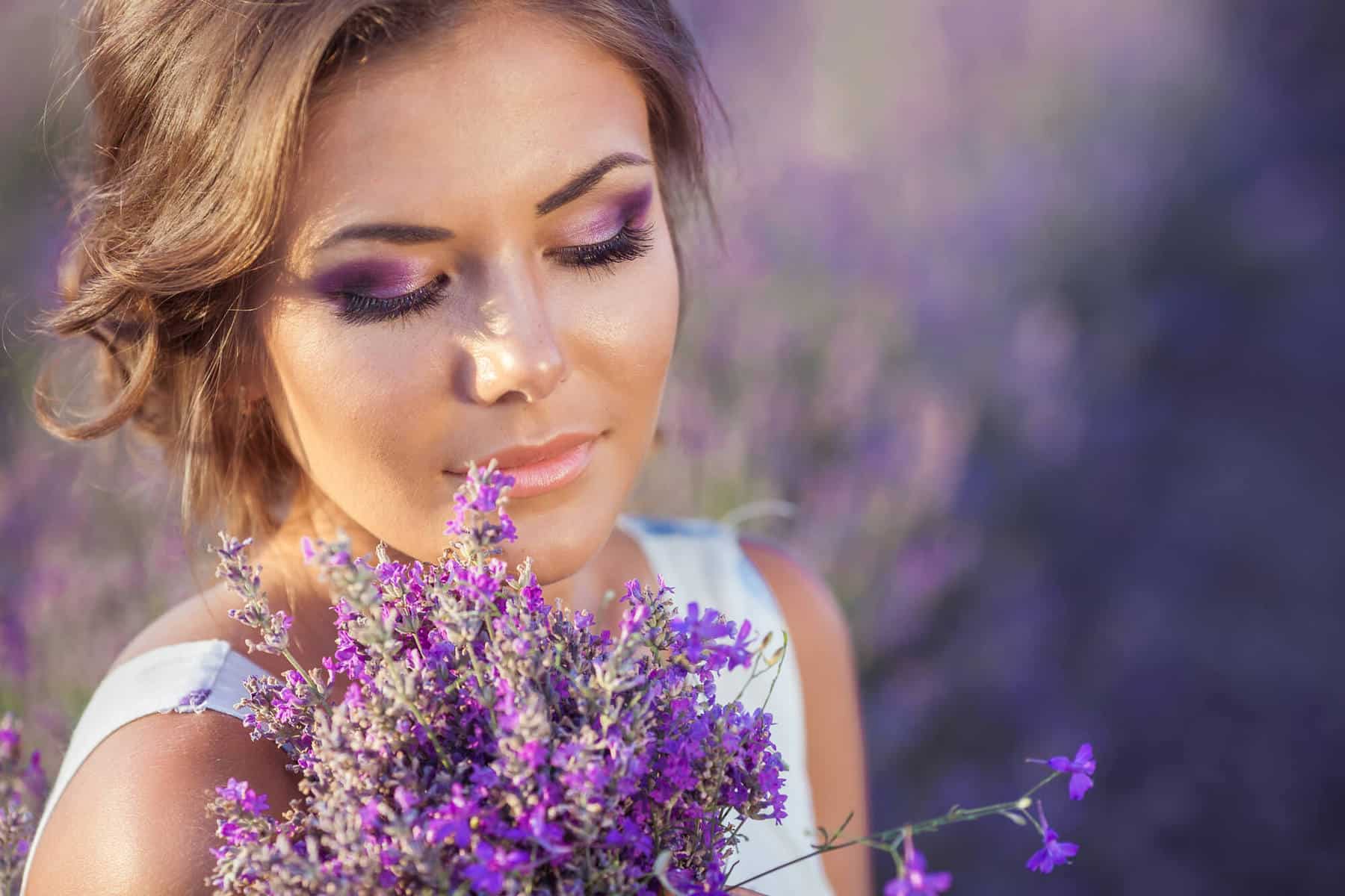 Woman relaxing with lavender
