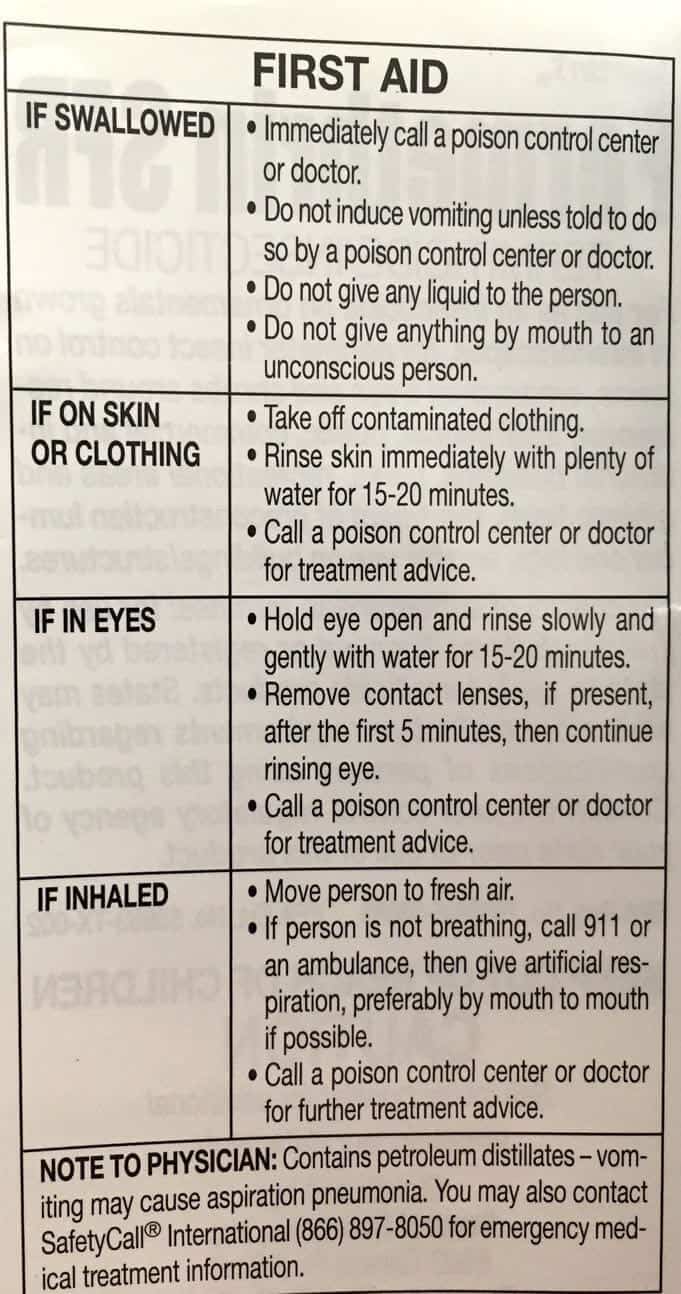 First Aid Warnings for Permethrin