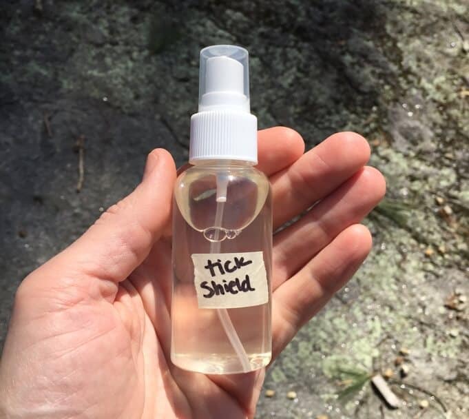Small spray bottle of cedar oil
