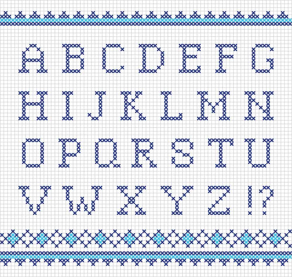 Embroidering alphabet