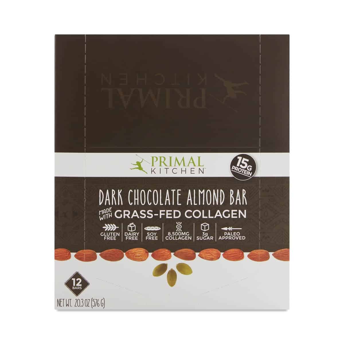Dark Chocolate Almond Bar with Grass-Fed Collagen, 12-Pack