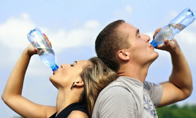 couple drinking water